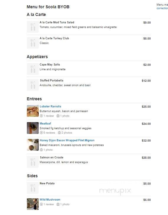 Scola BYOB - Middle Township, NJ menu_pic