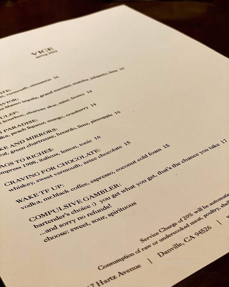 Virtue + Vice - Danville, CA menu_pic