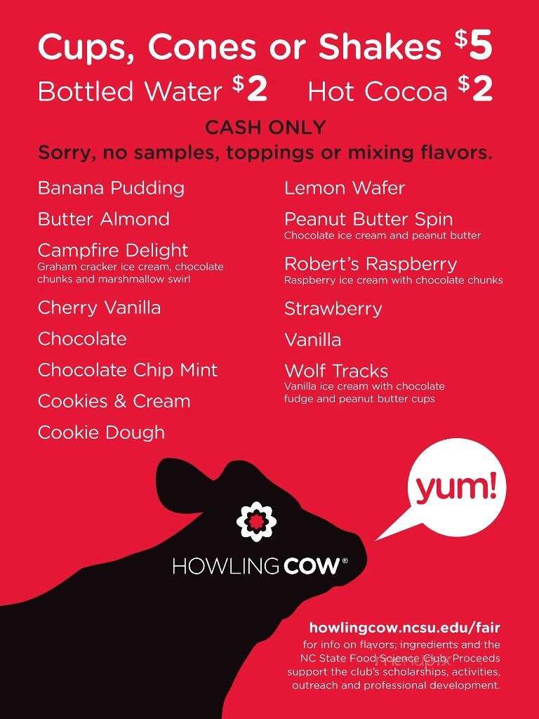 Howling Cow - Raleigh, NC menu_pic