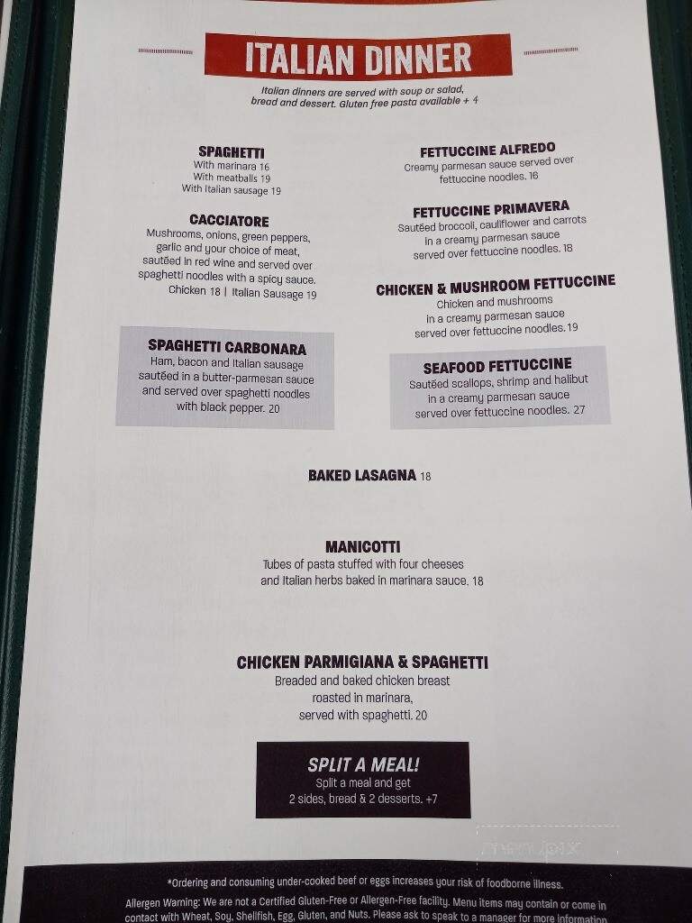 Cock & Bull Villa Roma - La Grande, OR menu_pic