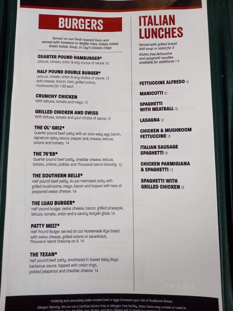 Cock & Bull Villa Roma - La Grande, OR menu_pic