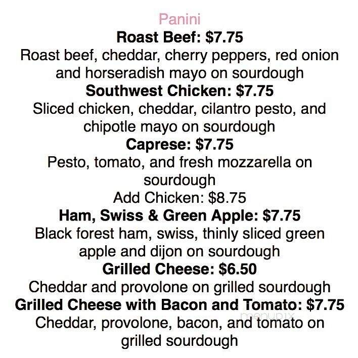 Vanilla Bean Bakery & Cafe - Helena, MT menu_pic