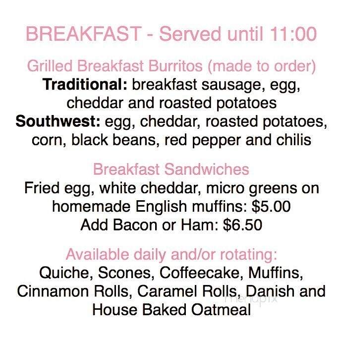 Vanilla Bean Bakery & Cafe - Helena, MT menu_pic