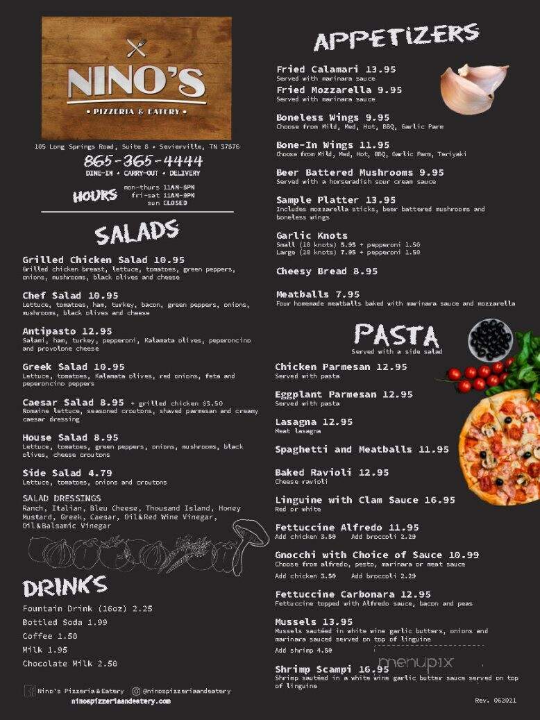 Nino's Pizzeria & Eatery - Sevierville, TN menu_pic