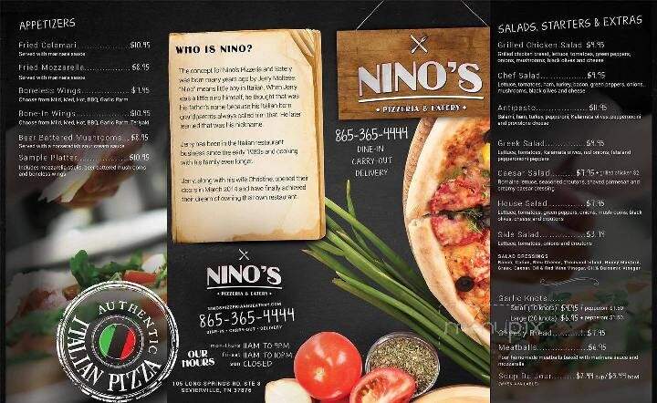 Nino's Pizzeria & Eatery - Sevierville, TN menu_pic