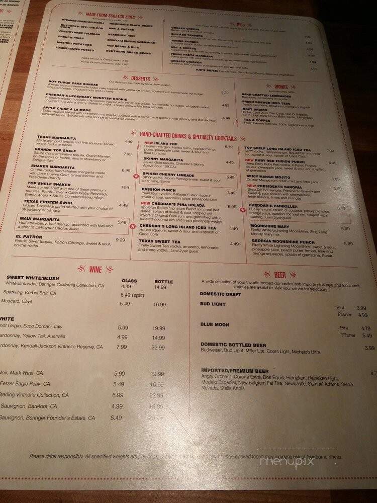 Cheddar's - Slidell, LA menu_pic