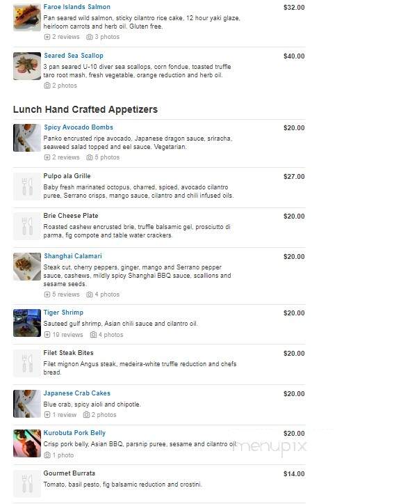 Aqua Restaurant - Plymouth, MI menu_pic