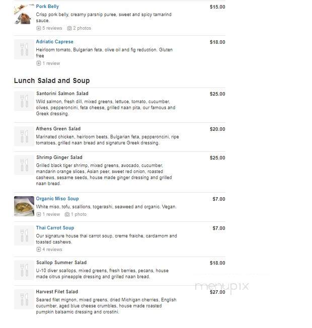 Aqua Restaurant - Plymouth, MI menu_pic