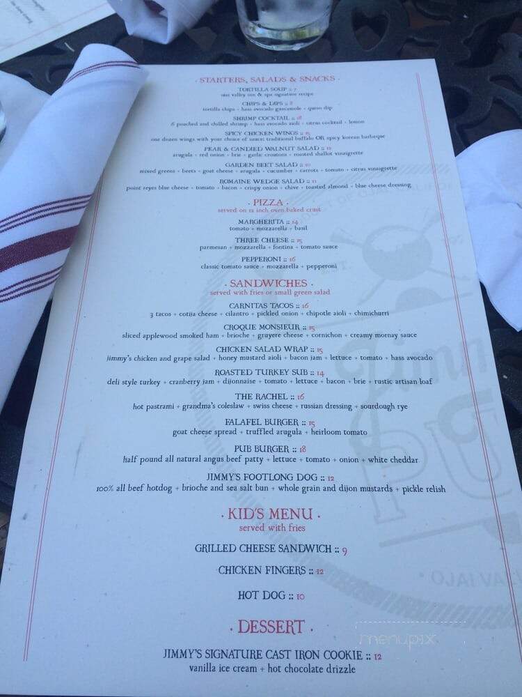 Jimmy's Pub - Ojai, CA menu_pic