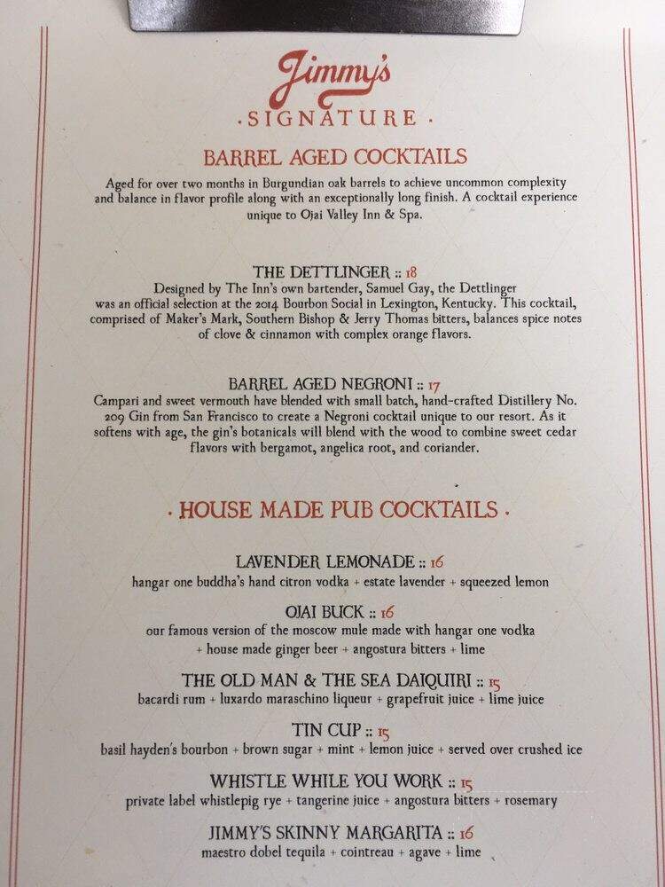 Jimmy's Pub - Ojai, CA menu_pic
