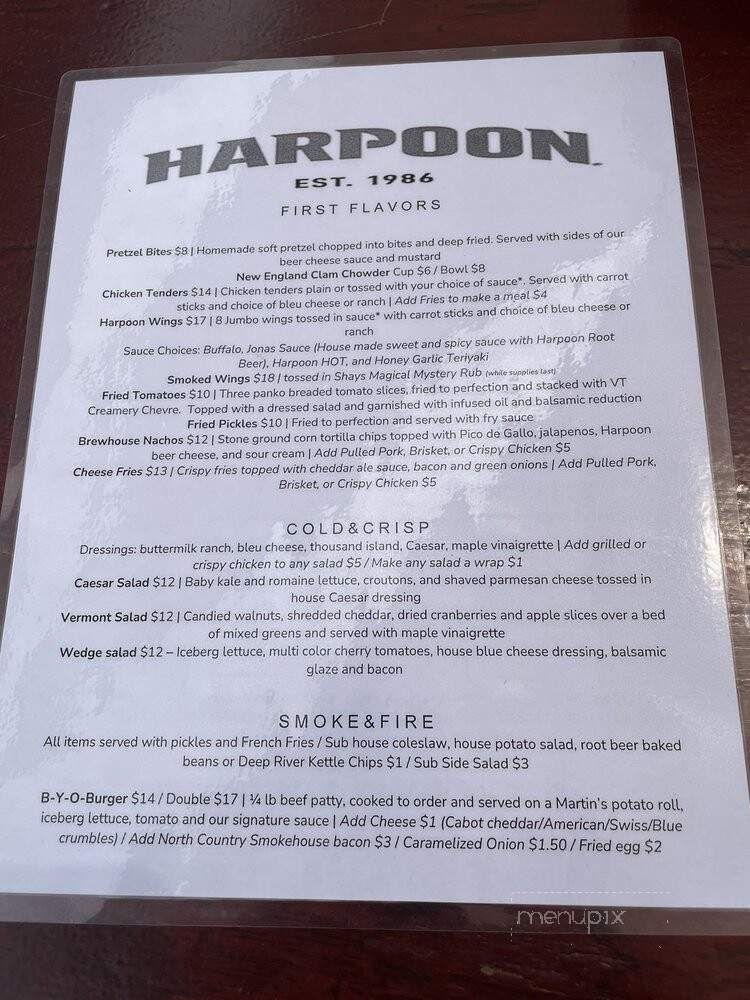 Harpoon Brewery - Windsor, VT menu_pic