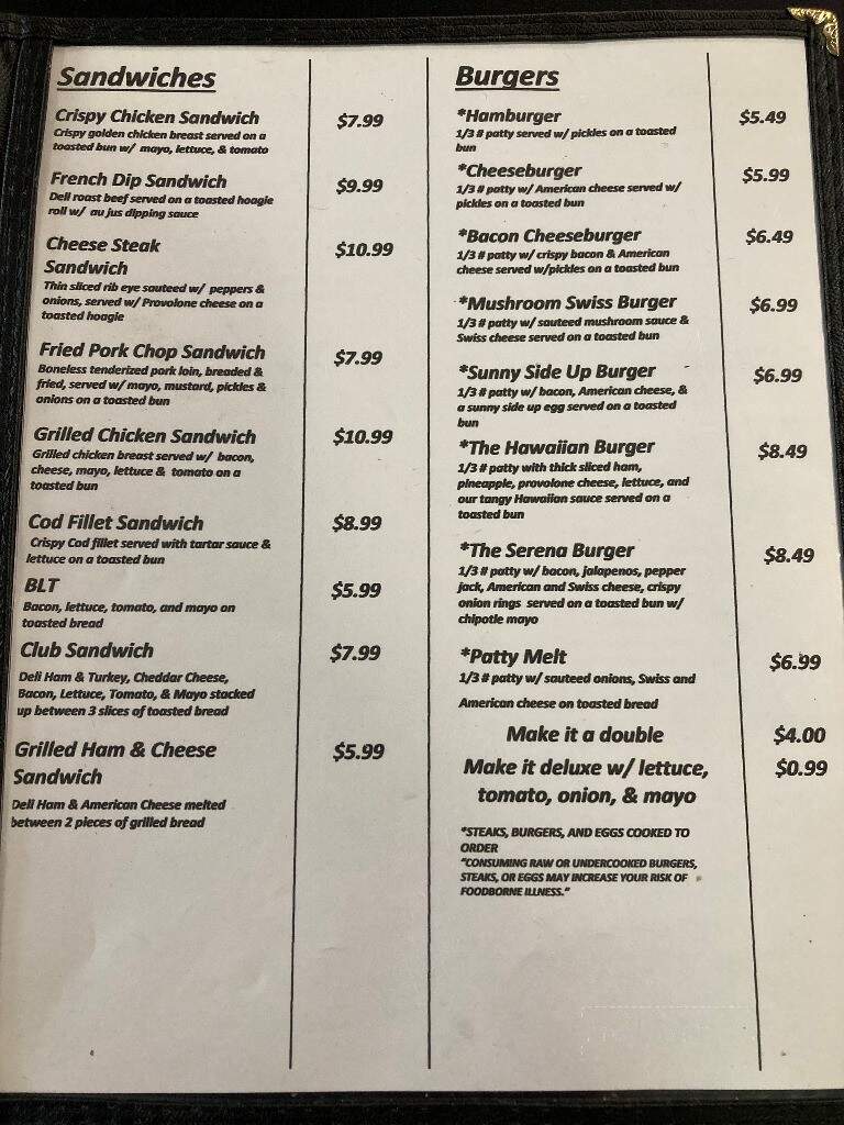 Downtowner Bar & Steakhouse - Napoleon, ND menu_pic