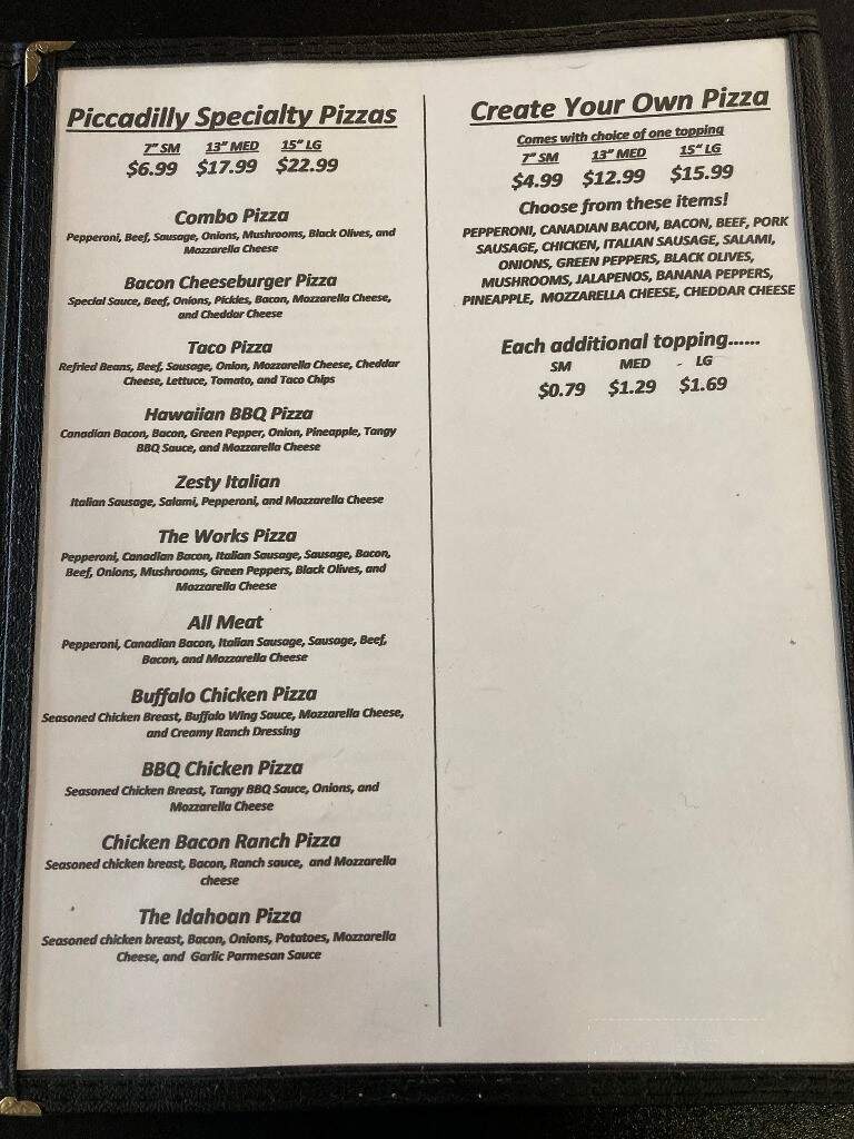 Downtowner Bar & Steakhouse - Napoleon, ND menu_pic