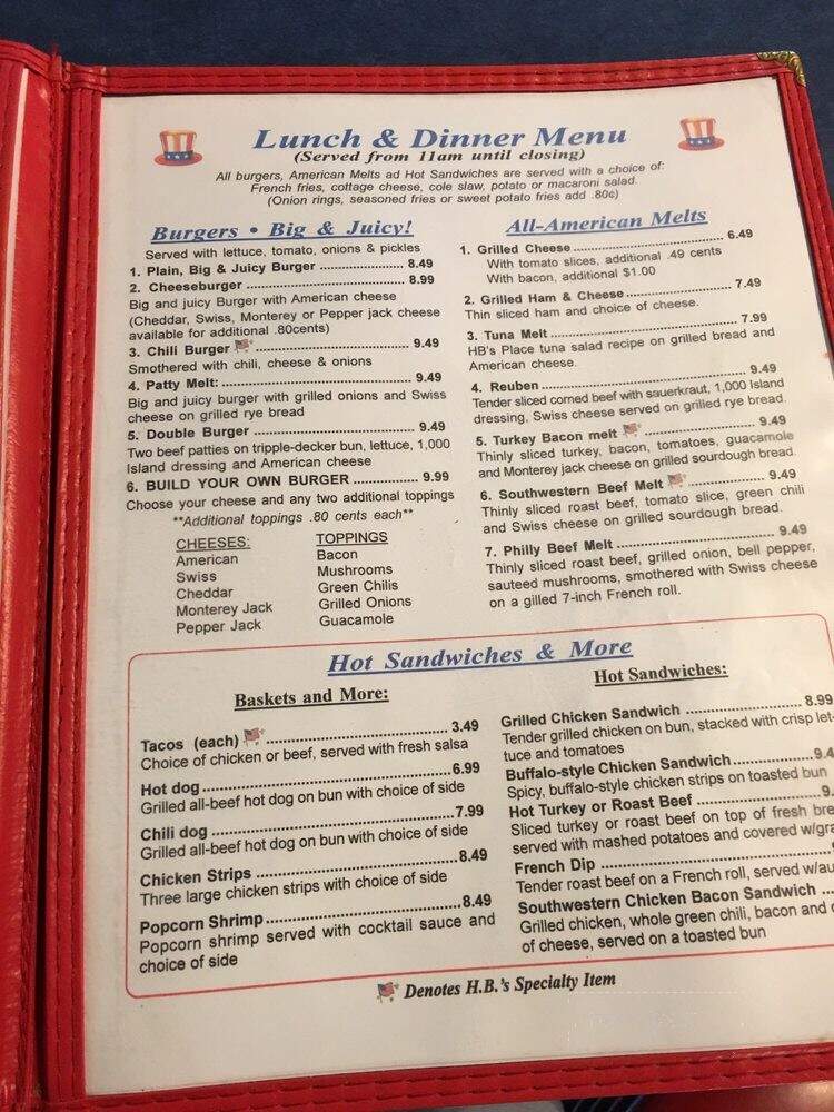 HBs Place - Pine, AZ menu_pic