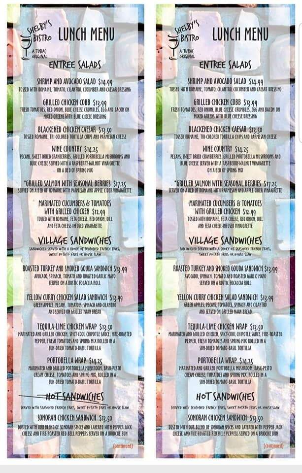 Shelby's Bistro - Tubac, AZ menu_pic