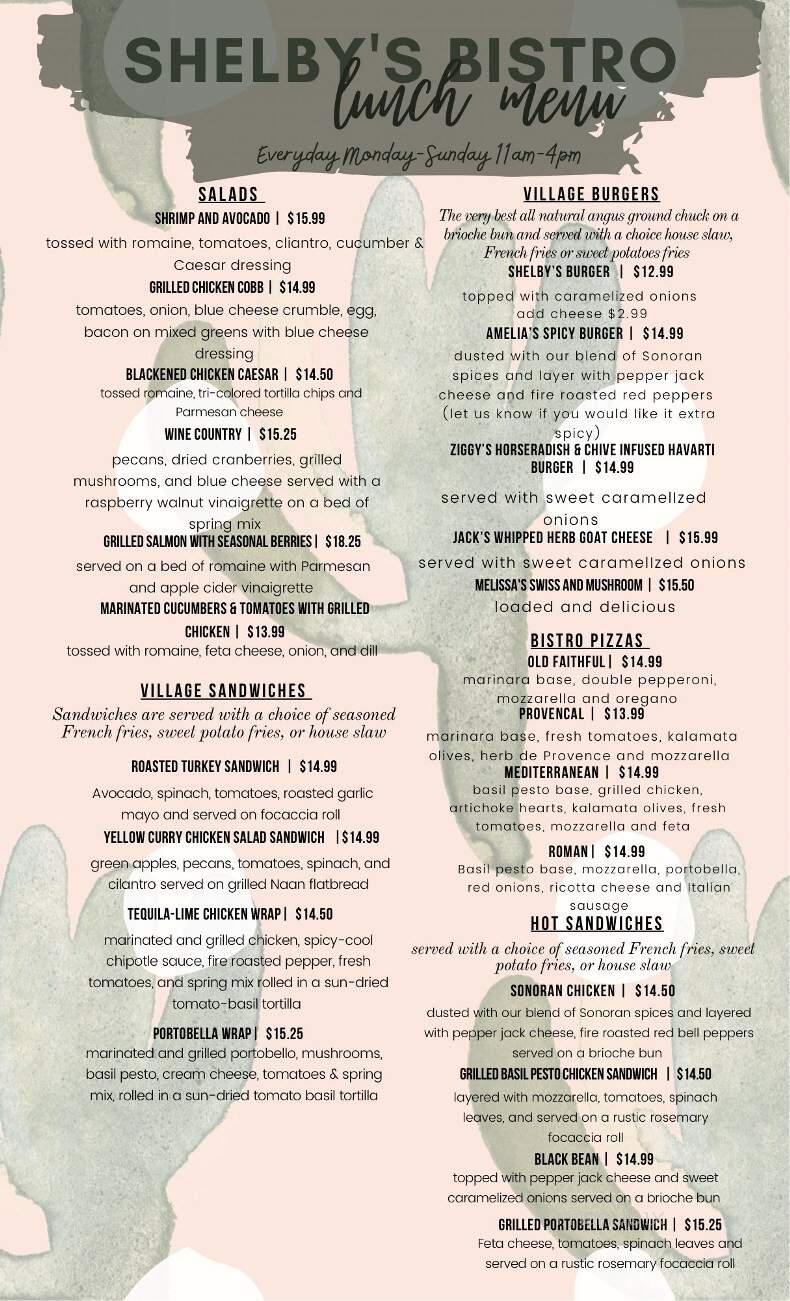 Shelby's Bistro - Tubac, AZ menu_pic
