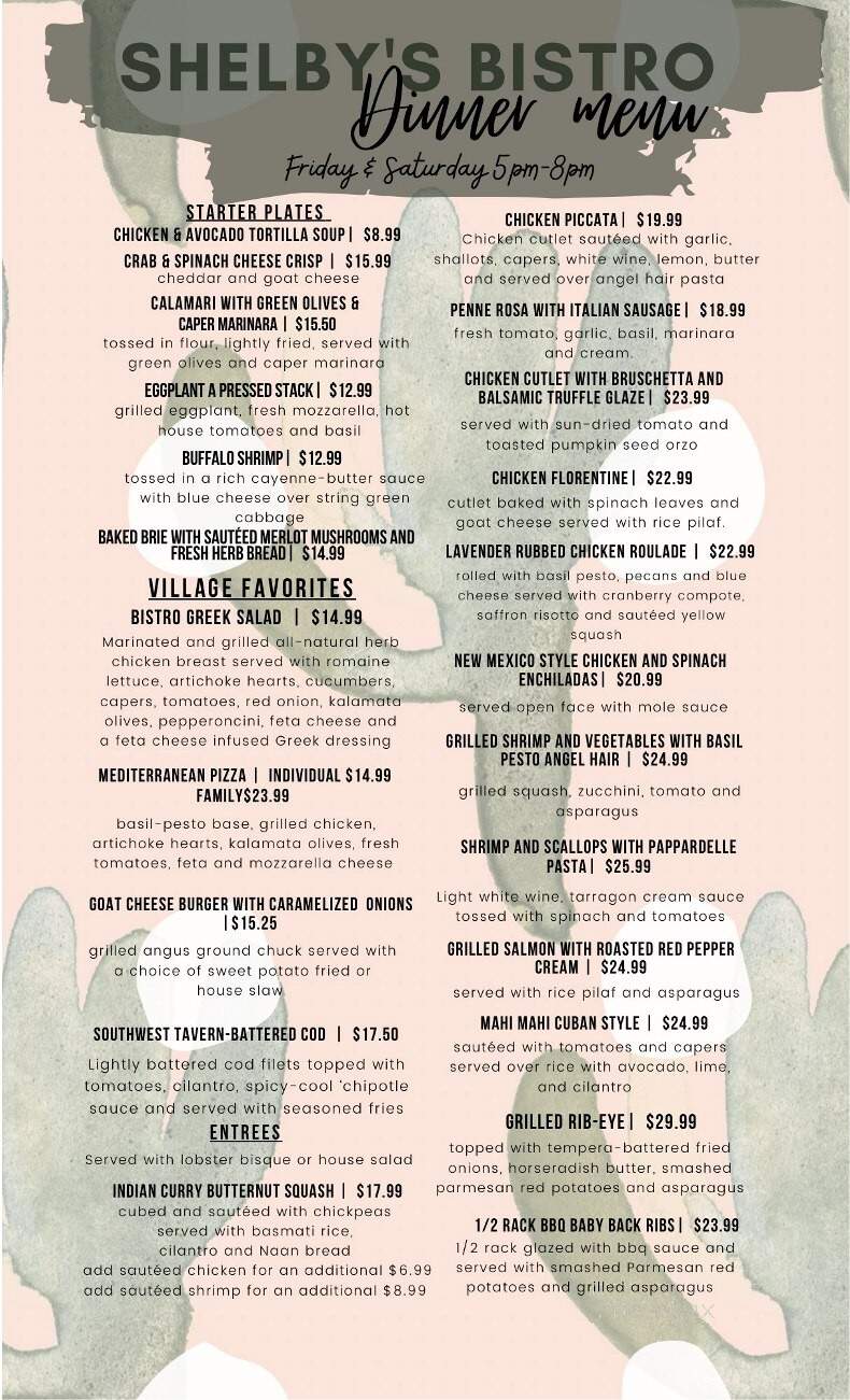 Shelby's Bistro - Tubac, AZ menu_pic