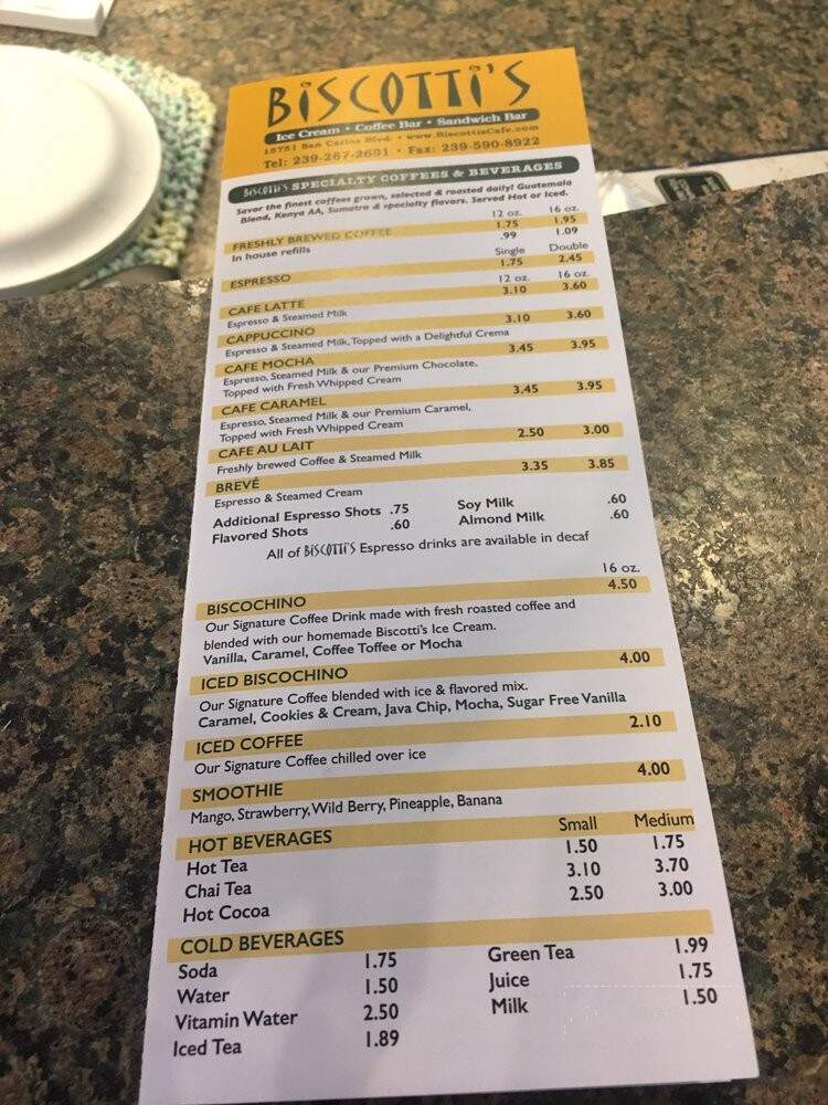 Biscottis - Fort Myers, FL menu_pic