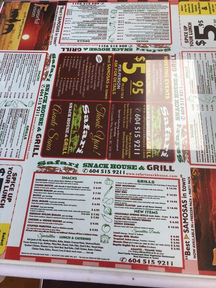 Safari Snackhouse - Burnaby, BC menu_pic