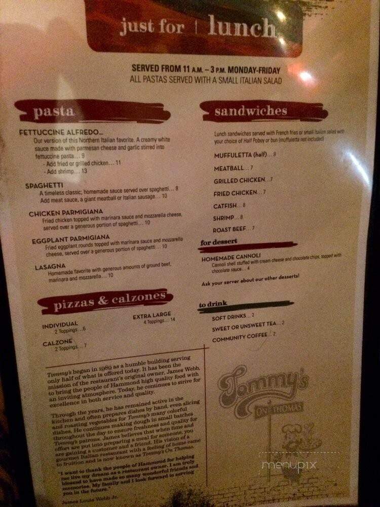 Tommy's Pizza - Hammond, LA menu_pic