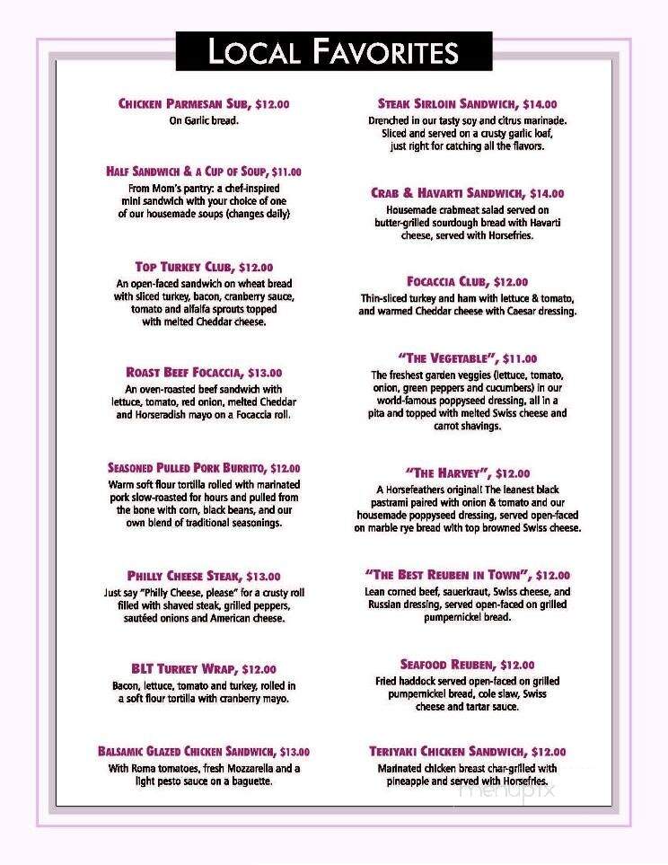 Horsefeathers - North Conway, NH menu_pic