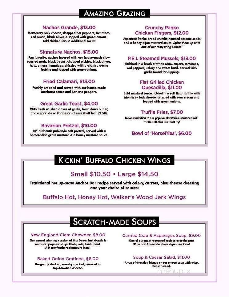 Horsefeathers - North Conway, NH menu_pic