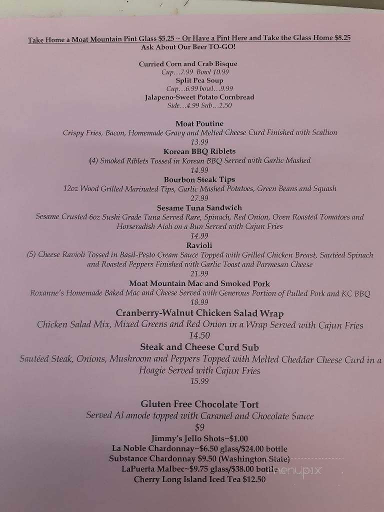 Moat Mountain Smokehouse - North Conway, NH menu_pic