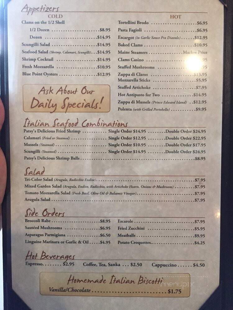Patsy's Restaurant - Fairview, NJ menu_pic