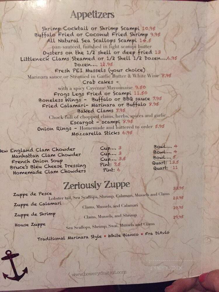 Bowery Dugout - Kingston, NY menu_pic