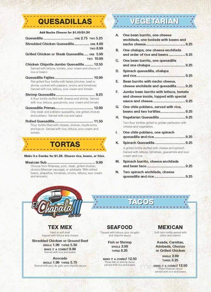 El Chapala Mexican Restaurant - Asheville, NC menu_pic