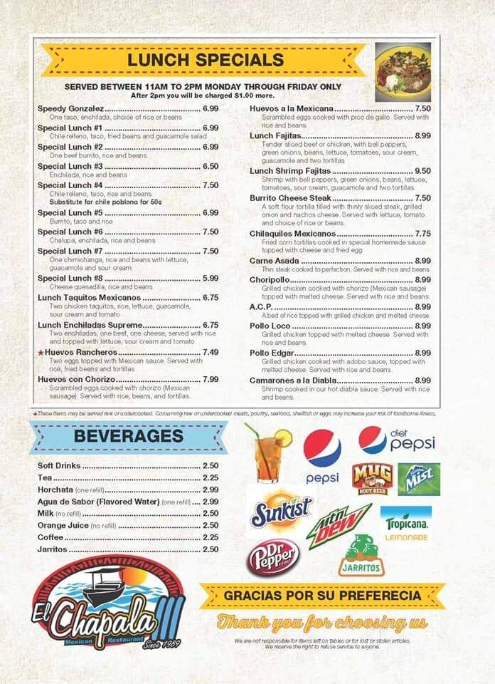 El Chapala Mexican Restaurant - Asheville, NC menu_pic