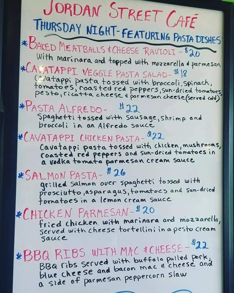 Jordan's Street Cafe - Brevard, NC menu_pic