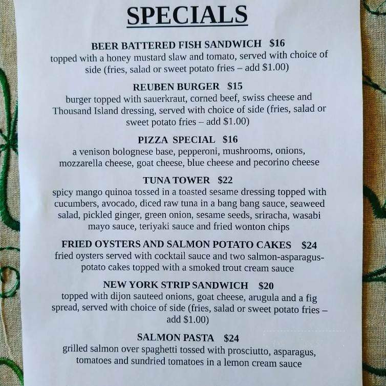 Jordan's Street Cafe - Brevard, NC menu_pic