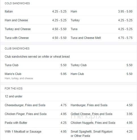 Marios Pizza - Bernville, PA menu_pic