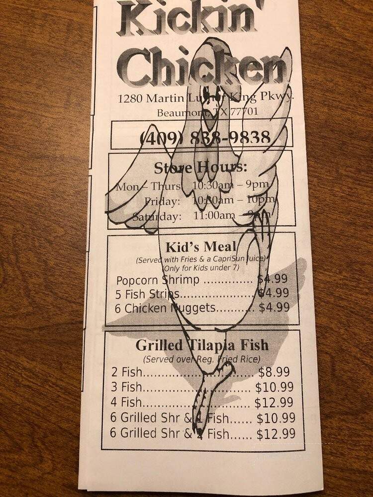 Kickin' Chicken - Beaumont, TX menu_pic