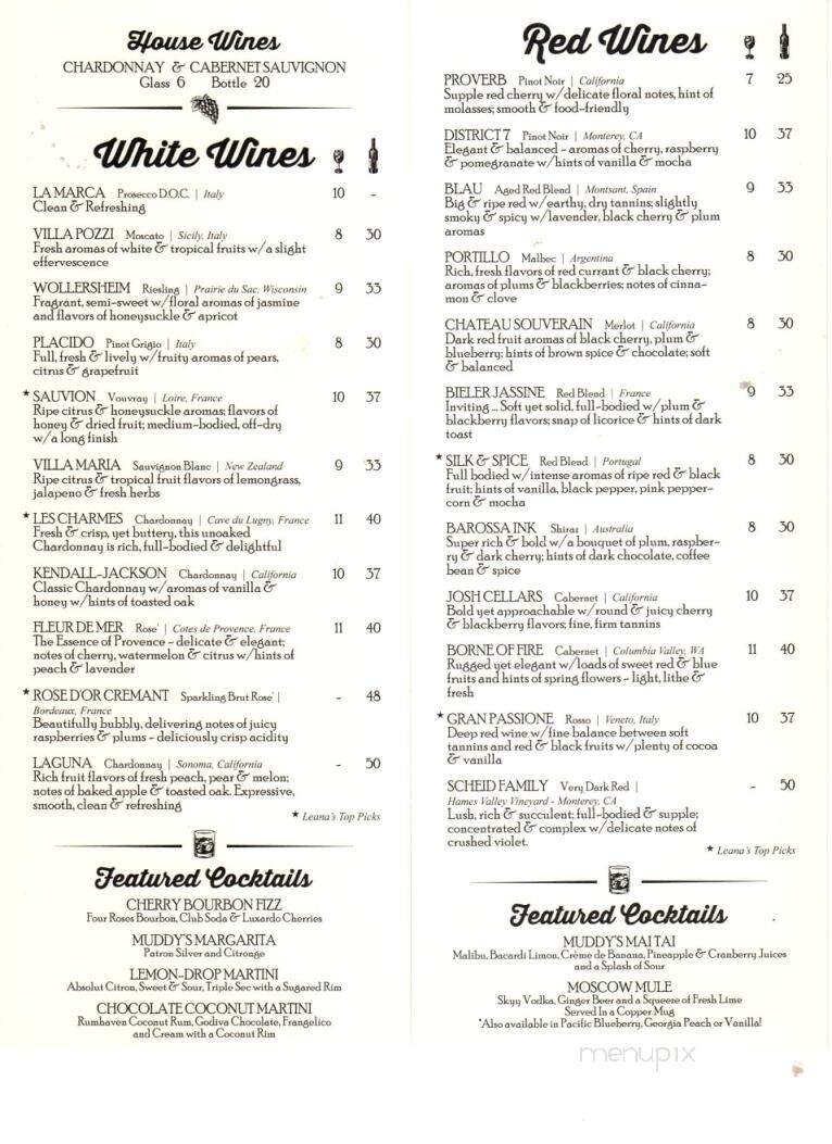 Muddy Waters Bar & Grill - Prescott, WI menu_pic