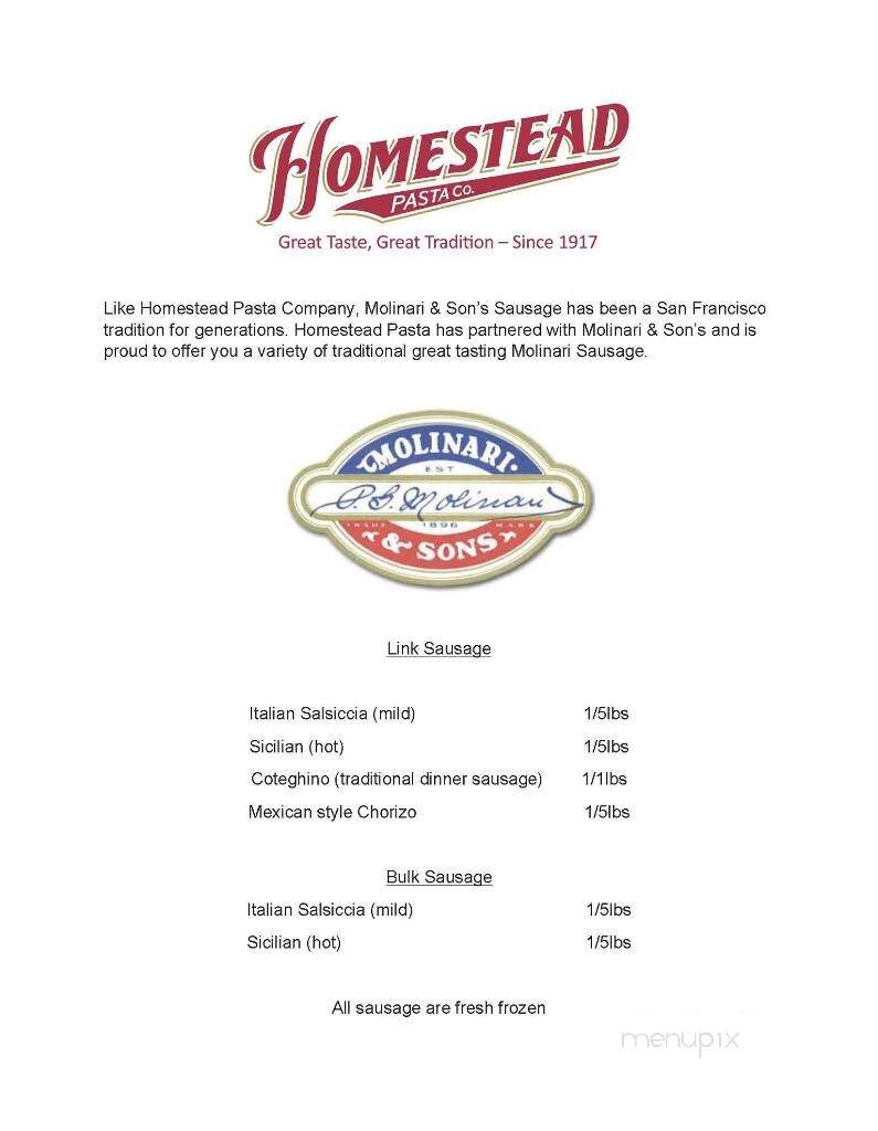 Homestead Ravioli Co - South San Francisco, CA menu_pic