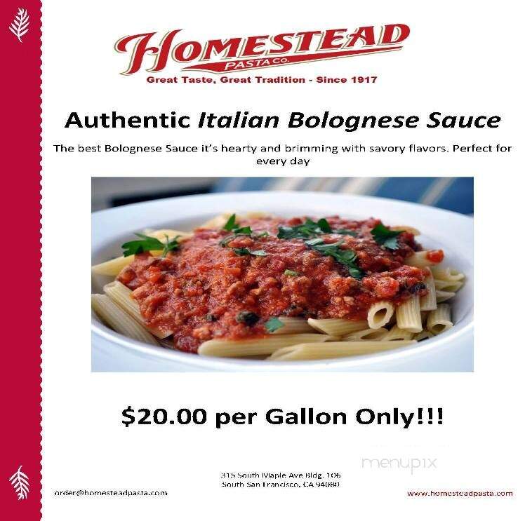 Homestead Ravioli Co - South San Francisco, CA menu_pic