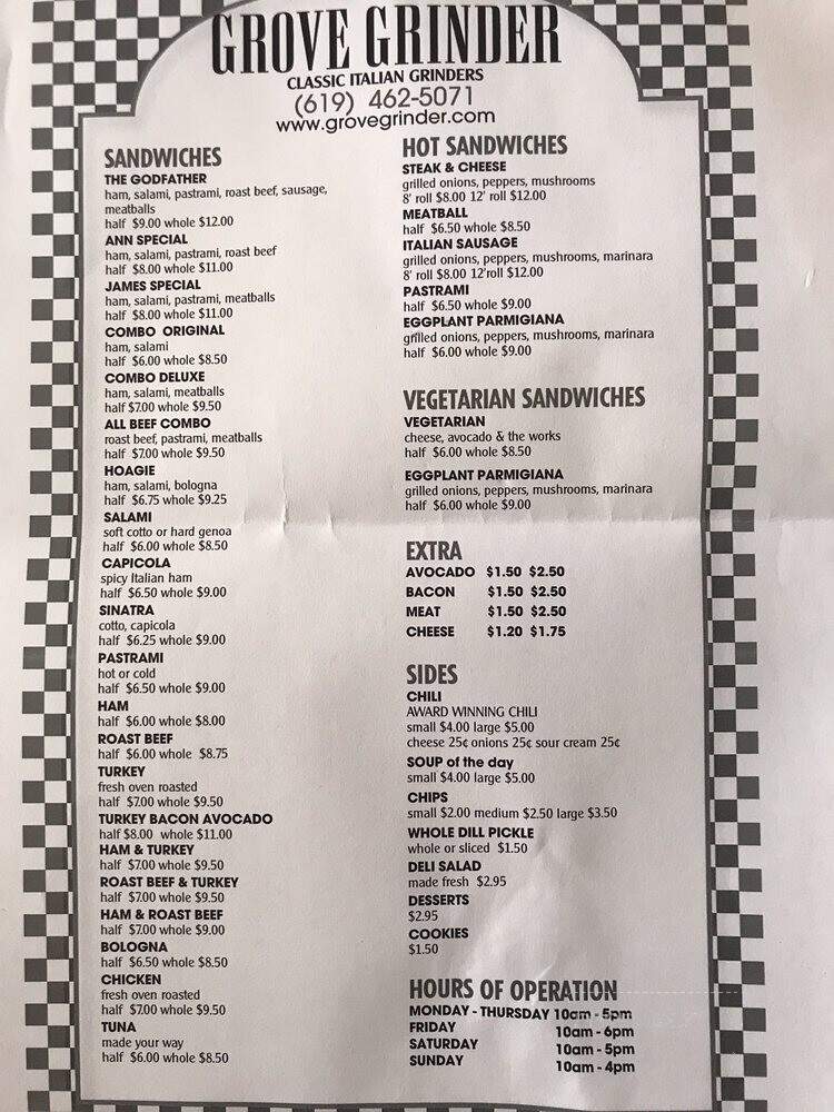 Grove Grinder - Lemon Grove, CA menu_pic