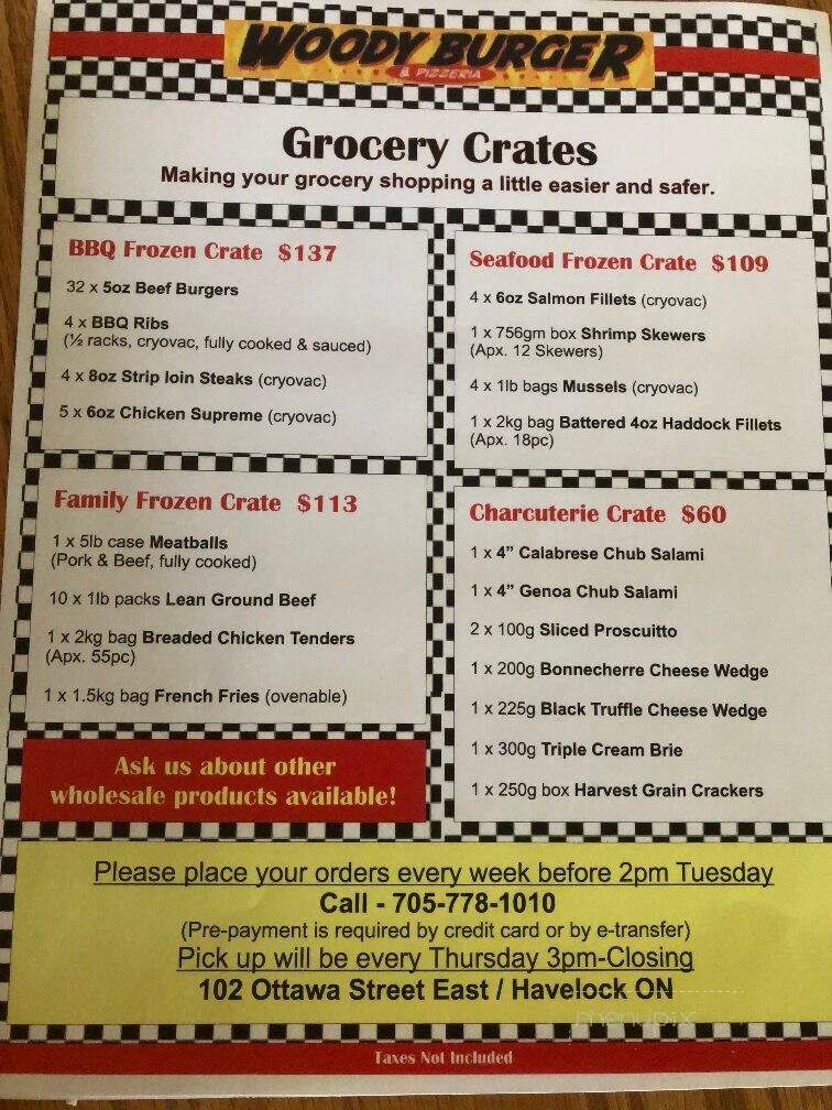 Woody Burger - Havelock, ON menu_pic