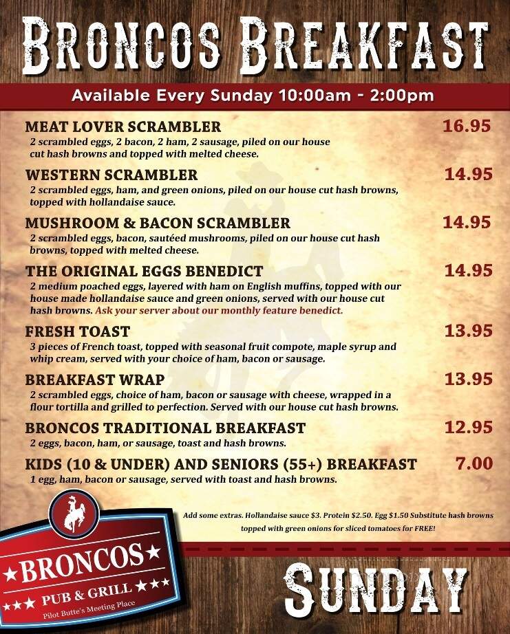 Broncos Pub and Grill - Pilot Butte, SK menu_pic