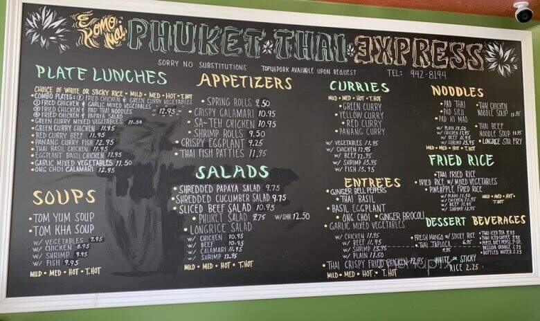 Phuket Thai Express - Honolulu, HI menu_pic
