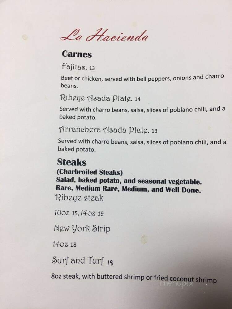 La Hacienda - Moriarty, NM menu_pic