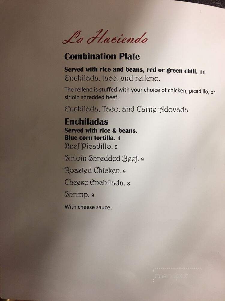 La Hacienda - Moriarty, NM menu_pic