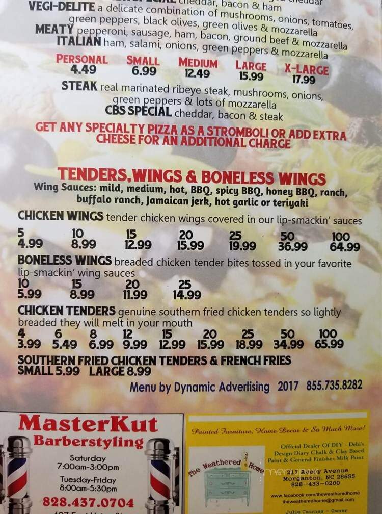 Buck's Pizza - Morganton, NC menu_pic