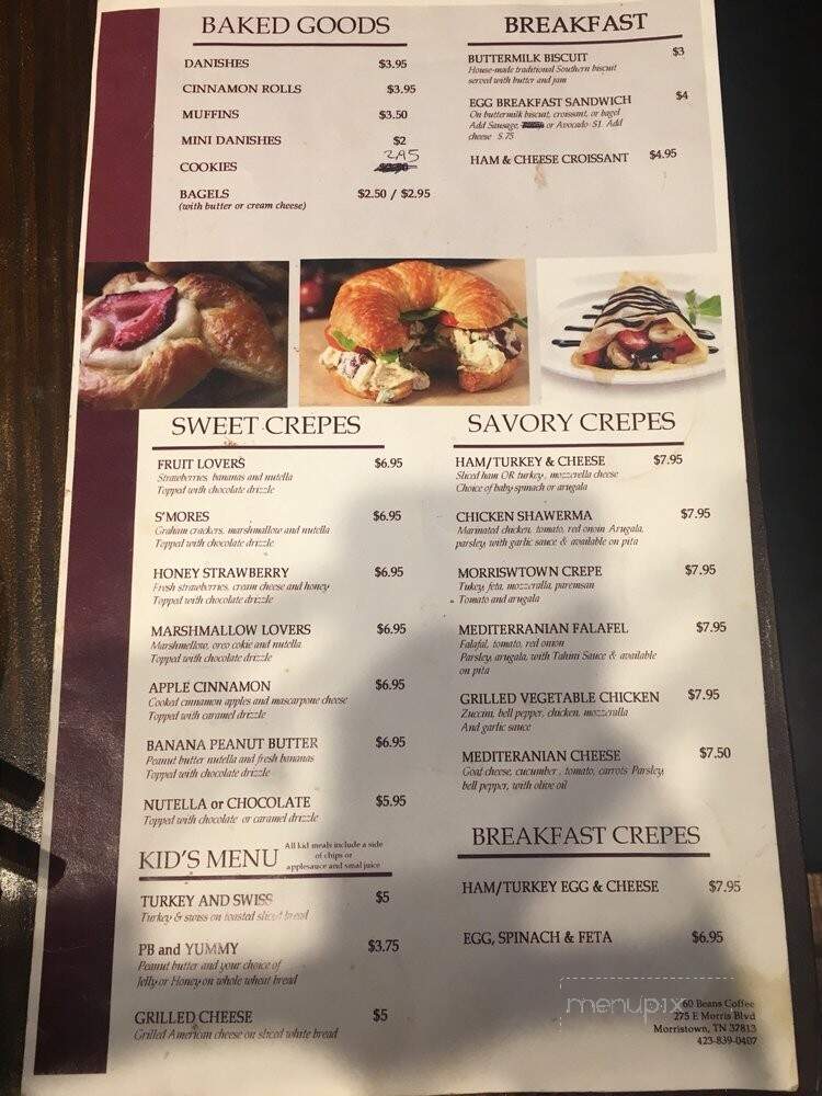 60 Beans Coffee - Morristown, TN menu_pic