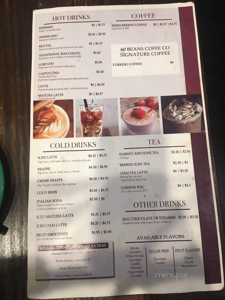 60 Beans Coffee - Morristown, TN menu_pic