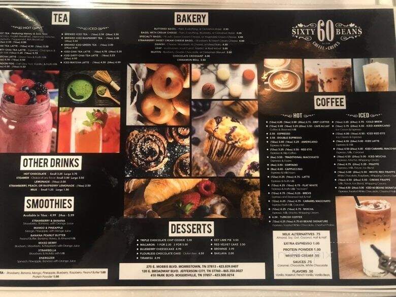 60 Beans Coffee - Morristown, TN menu_pic