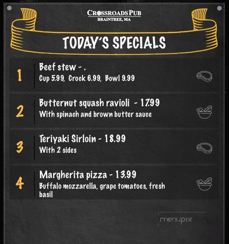 Crossroads Pub - Braintree, MA menu_pic