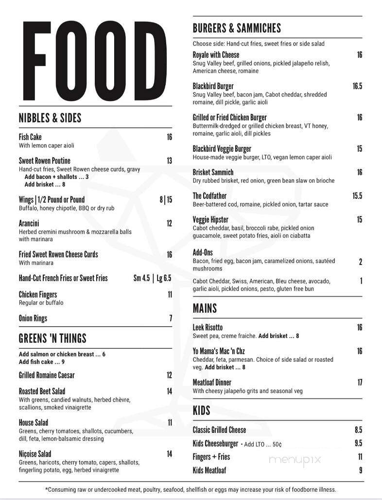 Blackbird Bistro - Craftsbury, VT menu_pic